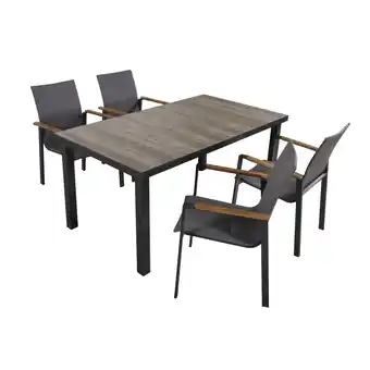 Netto Marken-Discount 5-tlg. Alu Tischgruppe RANA Set Garten Sitzgruppe Outdoor Grau Metall Kunststoff Angebot