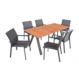 Netto Marken-Discount Tischgruppe DAVINA Set 04 7-tlg Garten Sitzgruppe Outdoor Grau Holz Metall Möbel Angebot