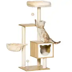 Netto Marken-Discount PawHut Katzenkratzbaum Spanplatte, Sisal, Kurzplüsch Angebot