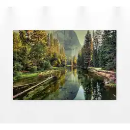 Netto Marken-Discount Leinwandbild Fluss Berge Grün Braun 90x60 DD120300 Keilrahmenbild Wandbild Angebot