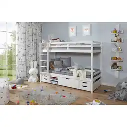 Netto Marken-Discount TiCAA Etagenbett Finn Weiß mit 4er Funktionsschubkasten Angebot
