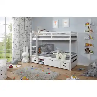 Netto Marken-Discount TiCAA Etagenbett Finn Weiß mit 4er Funktionsschubkasten Angebot