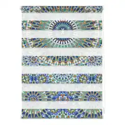 Netto Marken-Discount Lichtblick Duo Rollo Klemmfix, ohne Bohren, blickdicht, Orientalisches Muster - Blau Grün Angebot
