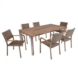 Netto Marken-Discount Tischgruppe FLORENCE 7-tlg Garten Sitzgruppe Outdoor Beige Metall Kunststoff Angebot