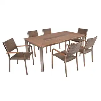Netto Marken-Discount Tischgruppe FLORENCE 7-tlg Garten Sitzgruppe Outdoor Beige Metall Kunststoff Angebot