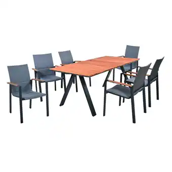 Netto Marken-Discount 7-tlg. Aluminium Tischgruppe DAVINA Set Garten Sitzgruppe Holz Garnitur Möbel Angebot