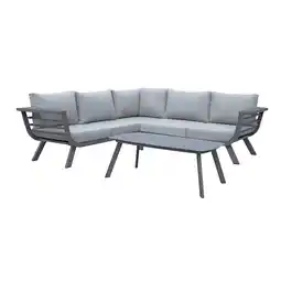 Netto Marken-Discount Alu Lounge Gruppe AURELIA Garten Sitzgruppe Outdoor Grau Kunststoff Garnitur Angebot