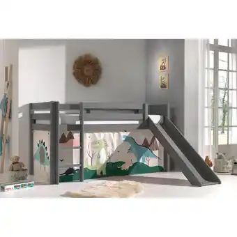 Netto Marken-Discount Halbhohes Bett PINO, mit Rutsche und Textilset Dino, Ausf. Kiefer massiv versch. Farben Angebot