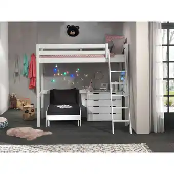 Netto Marken-Discount Hochbett mit Liegefläche 90 x 200 cm inkl. Sesselbett und Schubladen Kommode versch. Farben Angebot