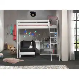Netto Marken-Discount Hochbett mit Liegefläche 90 x 200 cm inkl. Sesselbett und Regal mit zwei Fächern versch. Farben Angebot