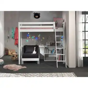 Netto Marken-Discount Hochbett mit Liegefläche 90 x 200 cm inkl. Sesselbett und Regal mit zwei Fächern versch. Farben Angebot