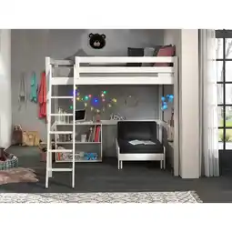 Netto Marken-Discount Hochbett mit Liegefläche 140 x 200 cm inkl. Sesselbett und Regal mit zwei Fächern versch. Farben Angebot
