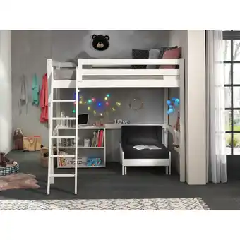 Netto Marken-Discount Hochbett mit Liegefläche 140 x 200 cm inkl. Sesselbett und Regal mit zwei Fächern versch. Farben Angebot