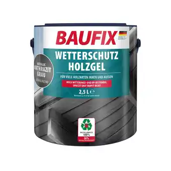 Netto Marken-Discount BAUFIX Metallic Wetterschutz-Holzgel anthrazitgrau seidenglänzend, 2.5 Liter, Holzlasur Angebot
