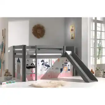 Netto Marken-Discount Halbhohes Bett PINO, mit Rutsche und Textilset Princess Sophie, Ausf. Kiefer massiv versch. Farben Angebot