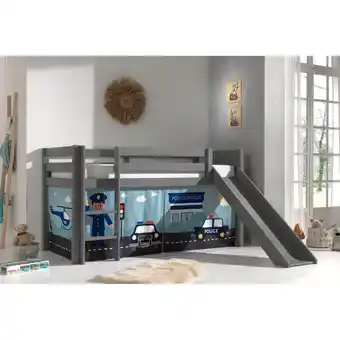 Netto Marken-Discount Halbhohes Bett PINO, mit Rutsche und Textilset Police, Ausf. Kiefer massiv versch. Farben Angebot