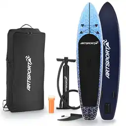 Netto Marken-Discount ArtSport Stand Up Paddle Board Deep Ocean – Aufblasbares SUP Board Set bis 150 kg - Blau-Weiß Angebot