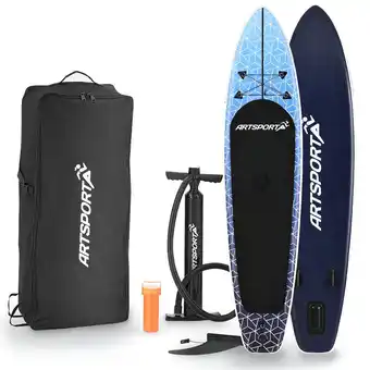 Netto Marken-Discount ArtSport Stand Up Paddle Board Deep Ocean – Aufblasbares SUP Board Set bis 150 kg - Blau-Weiß Angebot