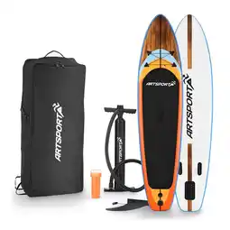 Netto Marken-Discount ArtSport Stand Up Paddle Board Beach Rocker – Aufblasbares SUP Board Set bis 150 kg - Weiß & Bunt Angebot