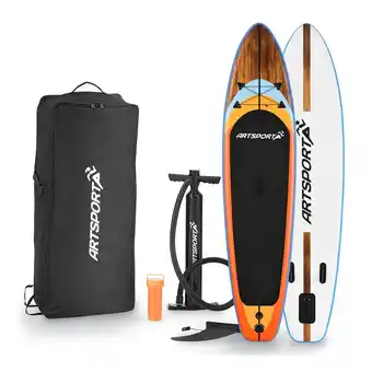Netto Marken-Discount ArtSport Stand Up Paddle Board Beach Rocker – Aufblasbares SUP Board Set bis 150 kg - Weiß & Bunt Angebot