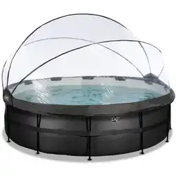 Netto Marken-Discount EXIT Black Leather Optic Pool ø488x122cm mit Abdeckung und Sandfilterpumpe - schwarz Angebot