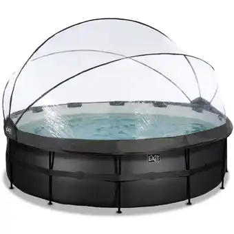 Netto Marken-Discount EXIT Black Leather Optic Pool ø488x122cm mit Abdeckung und Sandfilterpumpe - schwarz Angebot