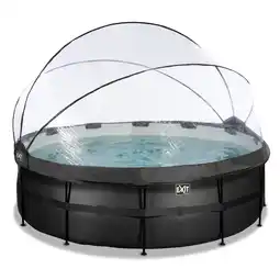 Netto Marken-Discount EXIT Black Leather Optic Pool ø427x122cm mit Abdeckung und Sandfilterpumpe + Poolleiter- schwarz Angebot