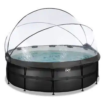 Netto Marken-Discount EXIT Black Leather Optic Pool ø427x122cm mit Abdeckung und Sandfilterpumpe + Poolleiter- schwarz Angebot