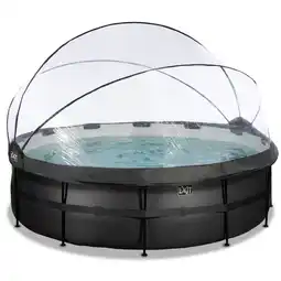 Netto Marken-Discount EXIT Black Leather Optic Pool ø450x122cm mit Abdeckung und Sandfilterpumpe + Poolleiter- schwarz Angebot