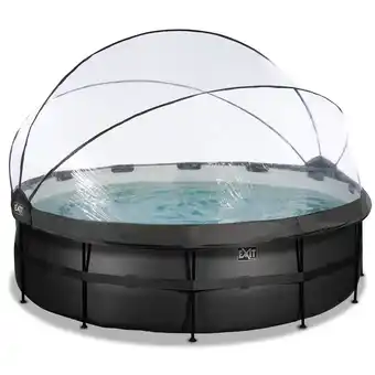 Netto Marken-Discount EXIT Black Leather Optic Pool ø450x122cm mit Abdeckung und Sandfilterpumpe + Poolleiter- schwarz Angebot
