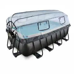 Netto Marken-Discount EXIT Black Leather Optic Pool 400x200x122cm mit Abdeckung und Sandfilterpumpe - schwarz Angebot