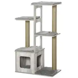 Netto Marken-Discount PawHut Katzenbaum MDF der Klasse E1, Plüsch, Jute Angebot