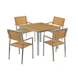 Netto Marken-Discount 5-tlg. Teak Tischgruppe DENVER Garten Sitzgruppe Outdoor Silber Holz Möbel Angebot