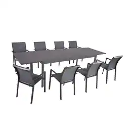 Netto Marken-Discount 9-tlg Alu Tischgruppe NEREA Set Garten Sitzgruppe Outdoor Grau Metall Kunststoff Angebot