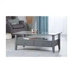 Netto Marken-Discount Inter Link Couchtisch Provence mit 2 Schubladen aus Kiefer Massivholz - Grau Angebot