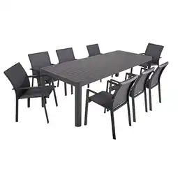 Netto Marken-Discount 9-tlg Alu Tischgruppe AMIRA Set Garten Sitzgruppe Outdoor Grau Metall Kunststoff Angebot