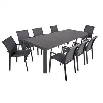 Netto Marken-Discount 9-tlg Alu Tischgruppe AMIRA Set Garten Sitzgruppe Outdoor Grau Metall Kunststoff Angebot