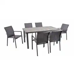Netto Marken-Discount 7-tlg. Alu Tischgruppe RANA Set Garten Sitzgruppe Outdoor Grau Metall Kunststoff Angebot