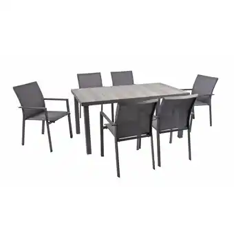 Netto Marken-Discount 7-tlg. Alu Tischgruppe RANA Set Garten Sitzgruppe Outdoor Grau Metall Kunststoff Angebot