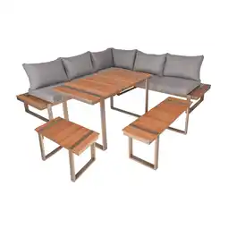 Netto Marken-Discount Lounge-Eckgruppe AUREA 6-tlg Garten Sitzgruppe Outdoor Beige Holz Metall Möbel Angebot