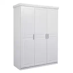 Netto Marken-Discount Inter Link Kleiderschrank Hakon 3 Türen aus Kiefer Massivholz - versch. Ausführungen - Weiss Angebot