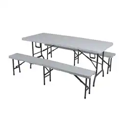 Netto Marken-Discount 3tlg. Garten Set MUFARO Tisch Bänke Sitzgruppe Essgruppe Garnitur Camping Möbel Angebot