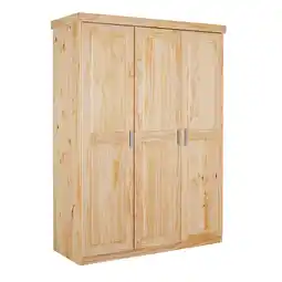 Netto Marken-Discount Inter Link Kleiderschrank Hakon 3 Türen aus Kiefer Massivholz - versch. Ausführungen - Natur Angebot