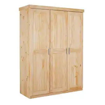 Netto Marken-Discount Inter Link Kleiderschrank Hakon 3 Türen aus Kiefer Massivholz - versch. Ausführungen - Natur Angebot
