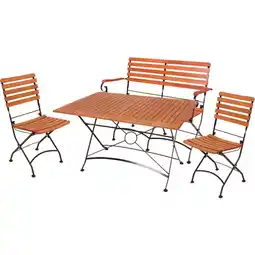 Netto Marken-Discount Garden Pleasure Sitzgarnitur WIEN 4.tlg Tisch Klappstuhl Bank Holz Gartenmöbel Angebot