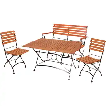 Netto Marken-Discount Garden Pleasure Sitzgarnitur WIEN 4.tlg Tisch Klappstuhl Bank Holz Gartenmöbel Angebot