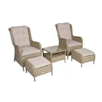Netto Marken-Discount 5-tlg. Polyrattan Sessel Set VALENCIA Sitzgruppe Garten Gruppe Hocker Tisch Angebot