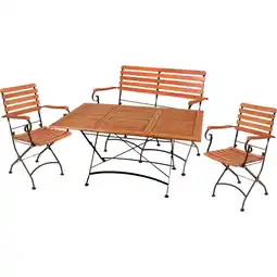 Netto Marken-Discount Garden Pleasure Sitzgarnitur WIEN 5.tlg Tisch Klappstuhl Bank Holz Gartenmöbel Angebot