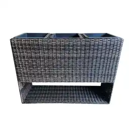 Netto Marken-Discount Polyrattan Blumenkasten mit 3 Pflanztöpfen Pflanzkasten Balkonkasten Pflanztopf Angebot