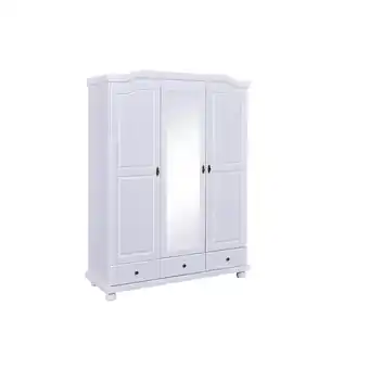 Netto Marken-Discount Inter Link Bauernschrank mit Spiegel Reutte 3 Türen und Schubladen Kiefer Massivholz weiss lackiert Angebot